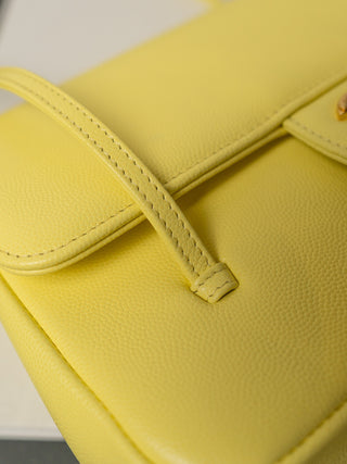 26P Preppy Coco Long Shoulder Strap Underarm Bag, Yellow, Large Size