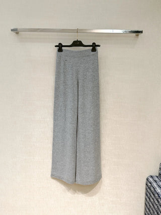 New wool knit wide-leg pants