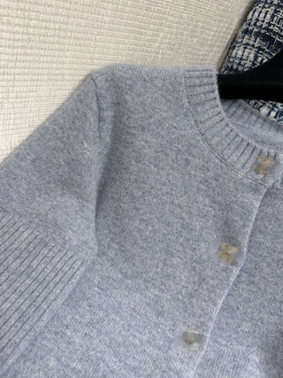 Premium Quality Tricolor Cashmere Cardigan with Metal Buttons