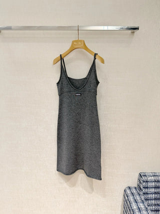 Grey knitted slip dress