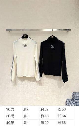 25N Ski Collection Double C Line Turtleneck Wool Knit Sweater