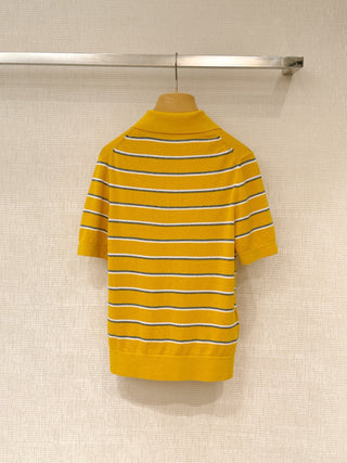 Retro-Style Short-Sleeve Knitted Polo Shirt