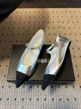 Pointed-Toe Panelled Mary Janes