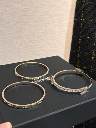 25P New Collection Gold Double C Quilted Narrow Bracelet Set (Set of 3)