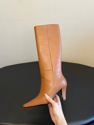 minimalist high-luxury classic pointed-toe high-heeled boots