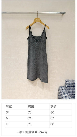 Grey knitted slip dress