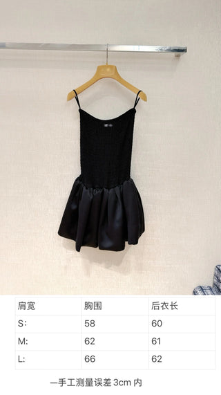 Early spring new arrival: Silk strapless flared dress with subtle logo detail.