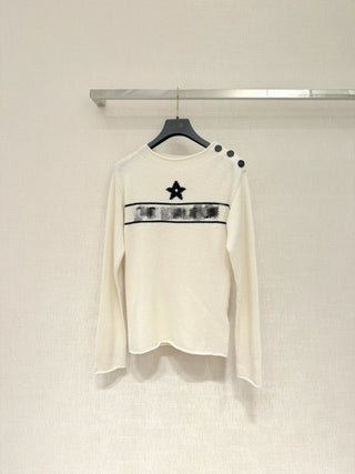 Lucky Star Shoulder Button Sweater, Cashmere 🐏