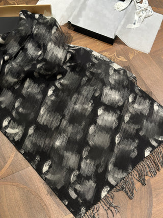Haute Couture 25k Black and White Gradient Double C Scarf/Shawl