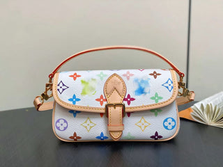 White tricolor baguette handbag