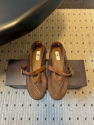 26ss Flat Mesh Knit Mary Jane Shoes