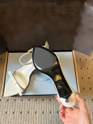 P brand 26ss early spring new arrival pointed-toe single-strap high-heeled sandals