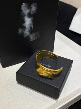 new vintage gold-tone letter open wide double-layer bracelet