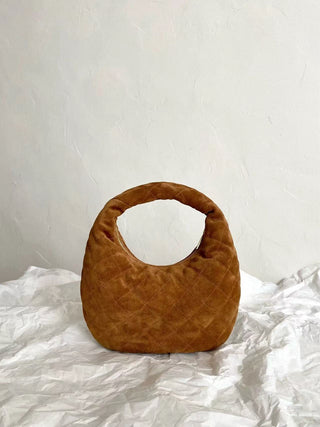 Icarino quilted Nappa leather handbag, suede caramel color 🪹