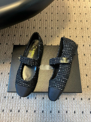 Round Toe Patchwork Style Flat Mary Jane Shoes