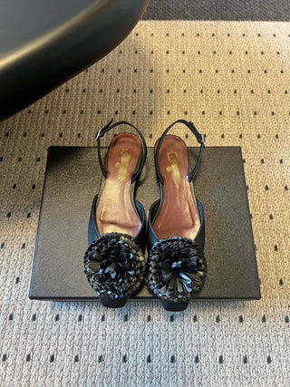 Spring/Summer Camellia-Embellished Strappy Sandals