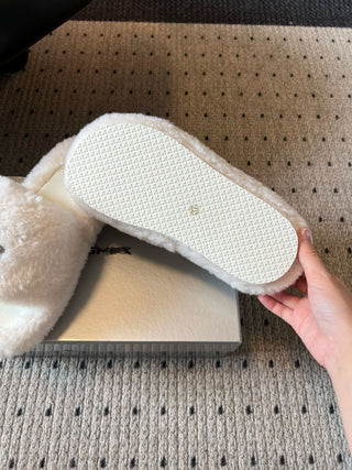 Platform Plush Open-Toe Slippers