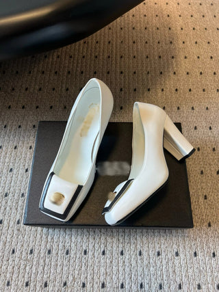 square-toe chunky heels