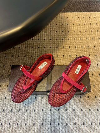 26ss Flat Mesh Knit Mary Jane Shoes