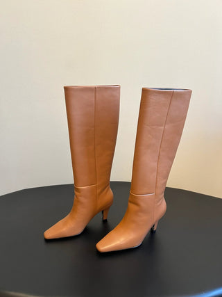 minimalist high-luxury classic pointed-toe high-heeled boots