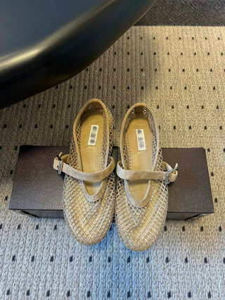 26ss Flat Mesh Knit Mary Jane Shoes
