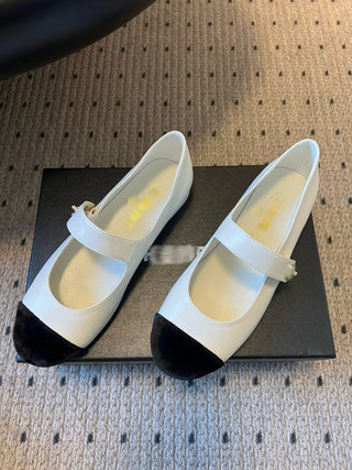 Round Toe Patchwork Style Flat Mary Jane Shoes