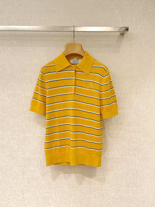 Retro-Style Short-Sleeve Knitted Polo Shirt