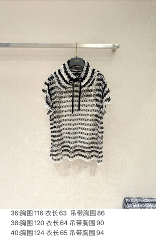 2026 Newest Black and White Lace Top