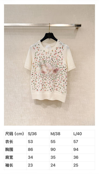 Floral Embroidered Short-Sleeve Top