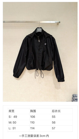 Early spring new arrival: Short, drawstring, zippered windbreaker jacket.