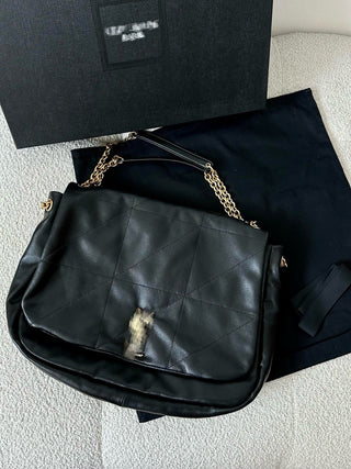 jamie sheepskin chain large bag black gold