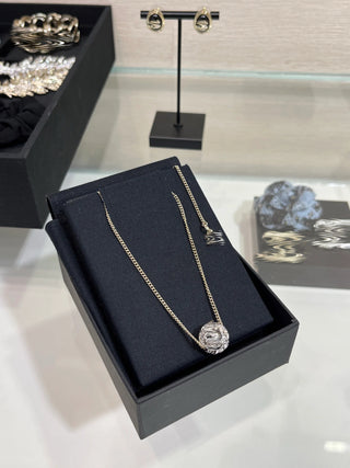 25A New style hollowed-out silver star double C ball pendant necklace (small size)