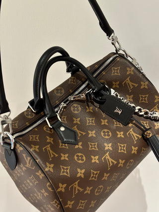 Speedy30 monogrammed black leather