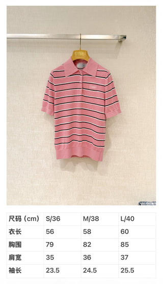 Retro-Style Short-Sleeve Knitted Polo Shirt