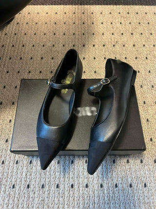 Pointed-Toe Panelled Mary Janes