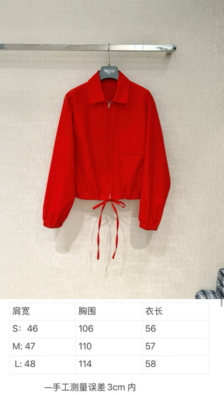 New drawstring collar zip-up jacket