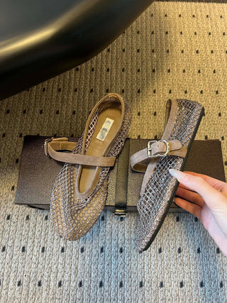 26ss Flat Mesh Knit Mary Jane Shoes