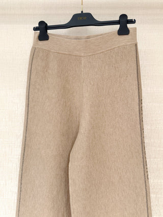 New ribbed cotton straight-leg trousers with monogram pattern.