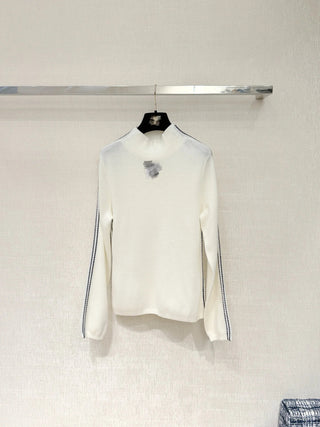 25N Ski Collection Double C Line Turtleneck Wool Knit Sweater