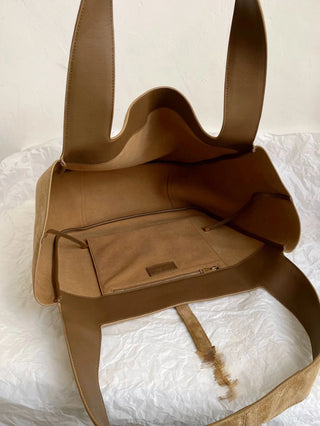 Suede gold leaf color  bea hobo tote