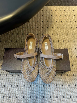 26ss Flat Mesh Knit Mary Jane Shoes