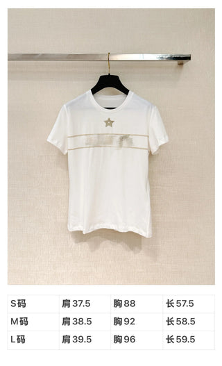 26 Early Spring New Arrival: Five-Pointed Star Embroidered Short-Sleeved T-Shirt