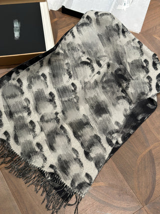 Haute Couture 25k Black and White Gradient Double C Scarf/Shawl
