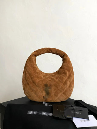 Icarino quilted Nappa leather handbag, suede caramel color 🪹