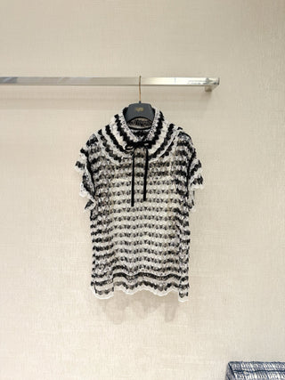 2026 Newest Black and White Lace Top