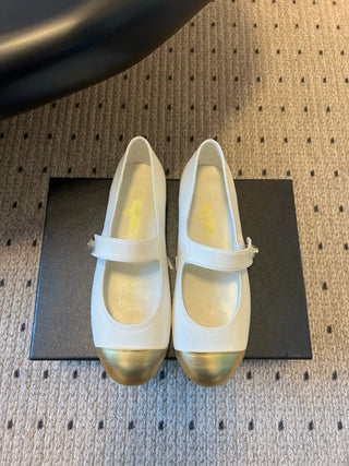 Round Toe Patchwork Style Flat Mary Jane Shoes