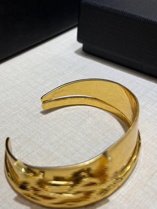 new vintage gold-tone letter open wide double-layer bracelet