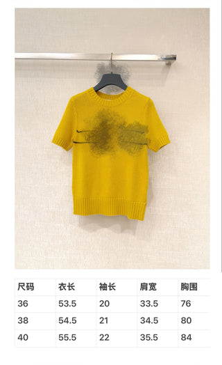 Early Spring New Arrival: Star-Patterned Cashmere Short-Sleeve Top