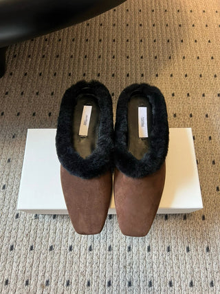 Autumn/Winter Retro Plush Mules