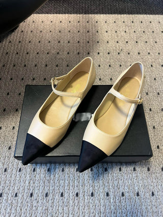 Pointed-Toe Panelled Mary Janes